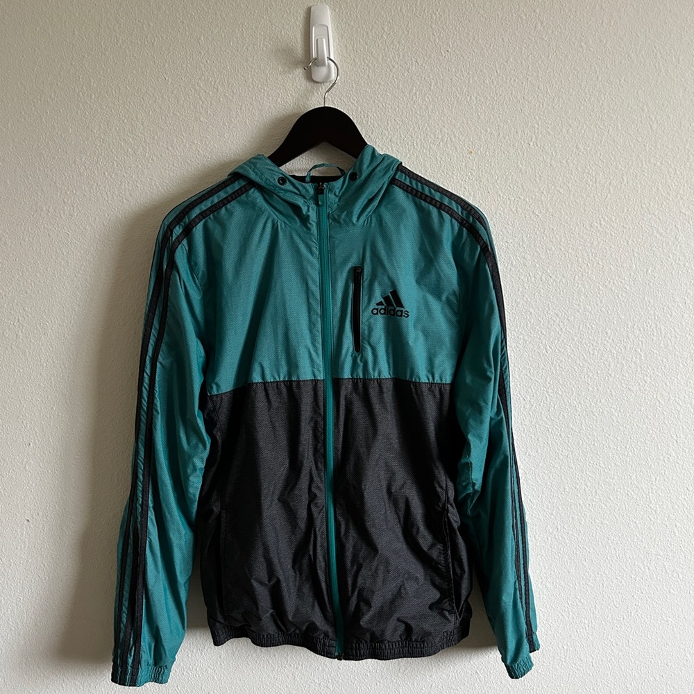 Adidas Men's Green and Black Windbreaker